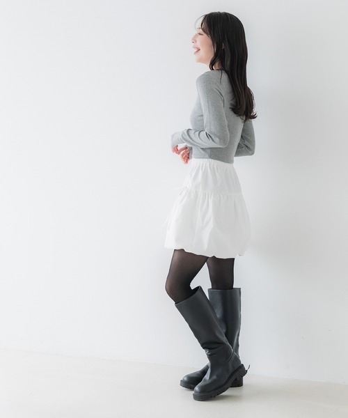 coca(coca)(コカ)の「【WEB限定セール】ポプリン バルーンミニスカート(スカート・レディース・ホワイト/ブラック・M/L)」の5枚目の写真
