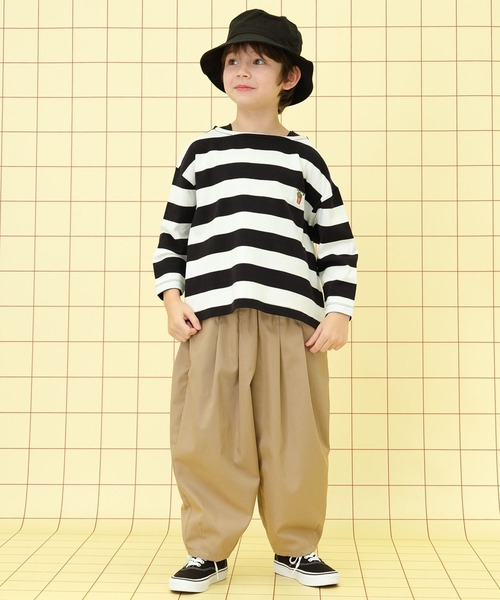 セール】【KIDS】ボーダーポイント刺繍ロンT 286982（Tシャツ