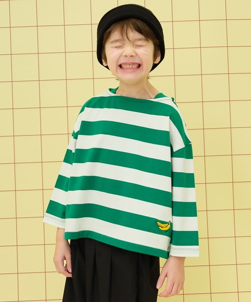 セール】【KIDS】ボーダーポイント刺繍ロンT 286982（Tシャツ