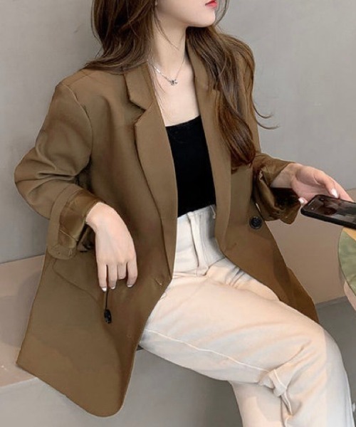 LADY LIKE(レディライク)の「テーラードダブルジャケット(テーラードジャケット・レディース・ブラック/モカ・M)」の14枚目の写真