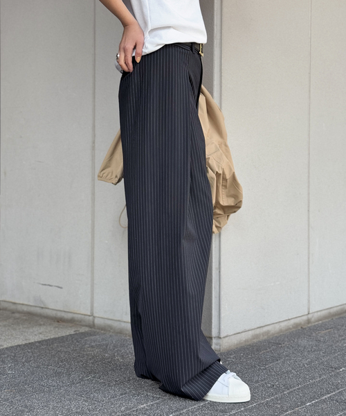 PROVOKE （プロヴォーク）の「【PROVOKE/プロヴォーク】タックワイドパンツ（スラックス・レディース・チャコールグレー/ネイビー・38/34/36）」の3枚目の写真