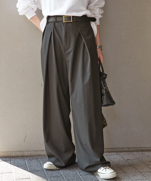 PROVOKE （プロヴォーク）の「【PROVOKE/プロヴォーク】タックワイドパンツ（スラックス・レディース・チャコールグレー/ネイビー・38/34/36）」の8枚目の写真