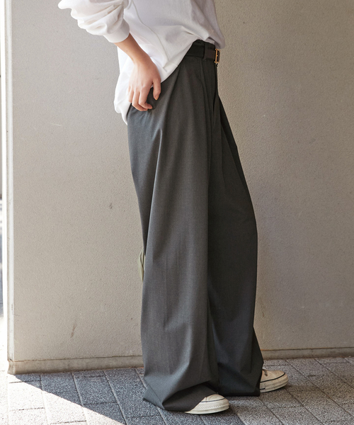 PROVOKE （プロヴォーク）の「【PROVOKE/プロヴォーク】タックワイドパンツ（スラックス・レディース・チャコールグレー/ネイビー・38/34/36）」の9枚目の写真