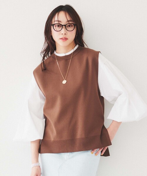 ニット セーター 「アンサンブル可能」ニットベスト レディース axes femme（アクシーズファム）の「ニットベストアンサンブル