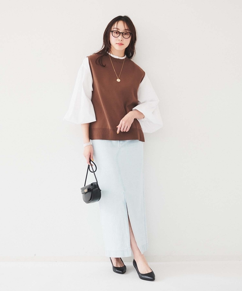 ニット セーター 「アンサンブル可能」ニットベスト レディース axes femme（アクシーズファム）の「ニットベストアンサンブル
