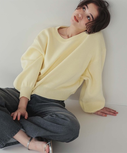 titivate（ティティベイト）の「マルチwayスウェットライクニットプルオーバー（ニット/セーター・レディース・ブラック/ネイビー/イエロー/ライトグレー・L/M/S）」の10枚目の写真