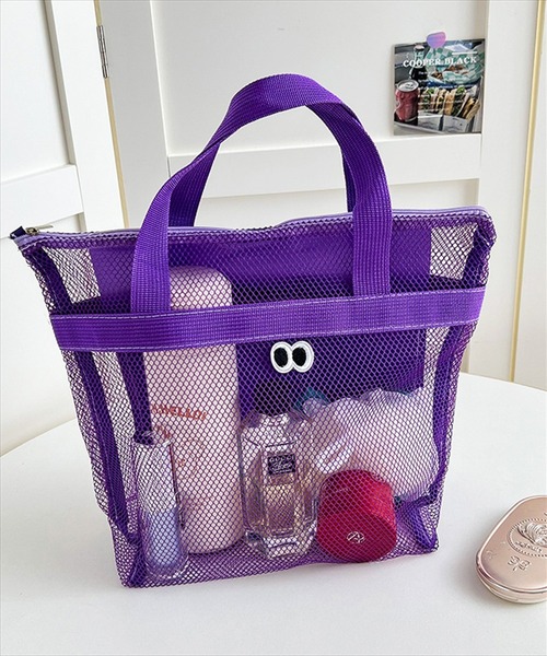 BAYBLO（ベイブロ）の「(SB)カートゥーン アイズ メッシュ ハンドバッグ[ワッペン]（ハンドバッグ・レディース・ネイビー/パープル/グレー/ブラック/エメラルド/スカイブルー/ライトピンク・ONE SIZE）」の6枚目の写真