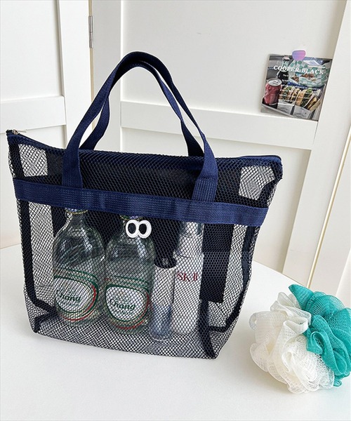 BAYBLO（ベイブロ）の「(SB)カートゥーン アイズ メッシュ ハンドバッグ[ワッペン]（ハンドバッグ・レディース・ネイビー/パープル/グレー/ブラック/エメラルド/スカイブルー/ライトピンク・ONE SIZE）」の5枚目の写真