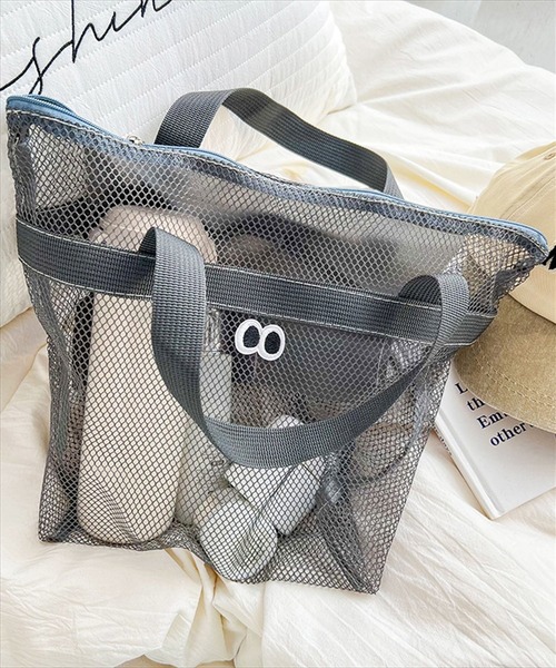 BAYBLO（ベイブロ）の「(SB)カートゥーン アイズ メッシュ ハンドバッグ[ワッペン]（ハンドバッグ・レディース・ネイビー/パープル/グレー/ブラック/エメラルド/スカイブルー/ライトピンク・ONE SIZE）」の3枚目の写真