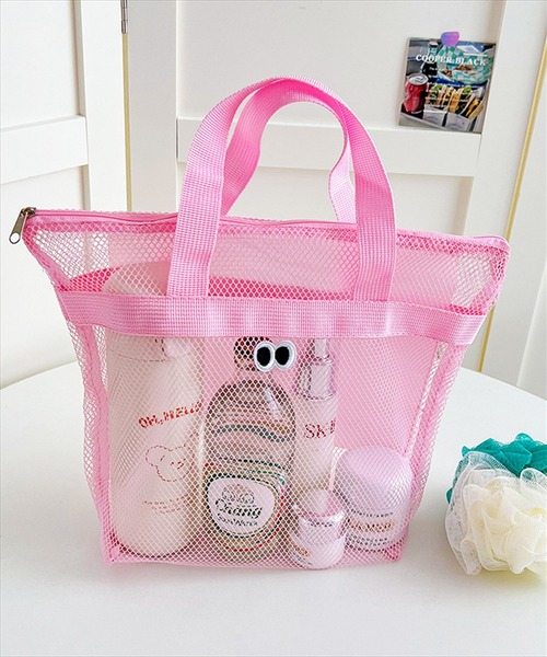 BAYBLO（ベイブロ）の「(SB)カートゥーン アイズ メッシュ ハンドバッグ[ワッペン]（ハンドバッグ・レディース・ネイビー/パープル/グレー/ブラック/エメラルド/スカイブルー/ライトピンク・ONE SIZE）」の7枚目の写真