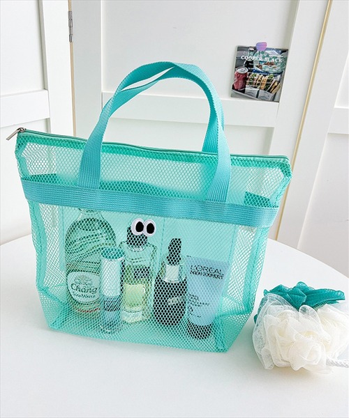 BAYBLO（ベイブロ）の「(SB)カートゥーン アイズ メッシュ ハンドバッグ[ワッペン]（ハンドバッグ・レディース・ネイビー/パープル/グレー/ブラック/エメラルド/スカイブルー/ライトピンク・ONE SIZE）」の4枚目の写真