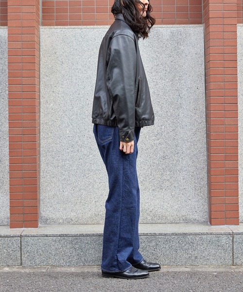 WILD LIFE TAILOR Adam et Rope'(ワイルドテーラーアダムエロペ )の「【WILD LIFE TAILOR】オールドレザー ボンバー ジャケット(ブルゾン・メンズ・ブラック系その他・L/M)」の5枚目の写真