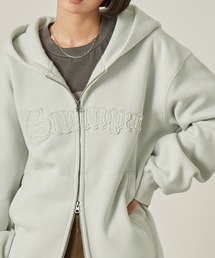 Snap club（スナップクラブ）の「【Snap club】ヴィンテージ加工 ダメージパッチロゴ ダブルジップパーカー（パーカー）」