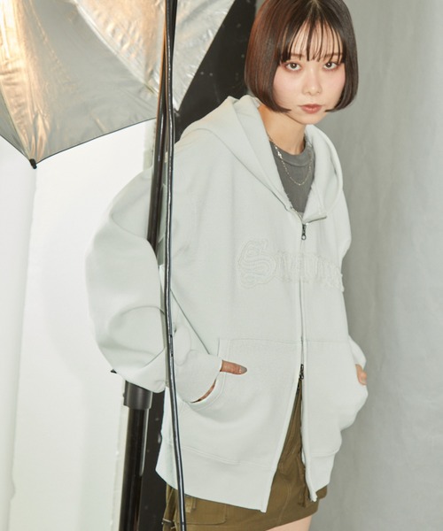 Snap club（スナップクラブ）の「【Snap club】ヴィンテージ加工 ダメージパッチロゴ ダブルジップパーカー（パーカー・レディース・ブラウン/レッド/ブラック/ライトベージュ/サックスブルー/ライトグレー/ネイビー・M/L）」の22枚目の写真