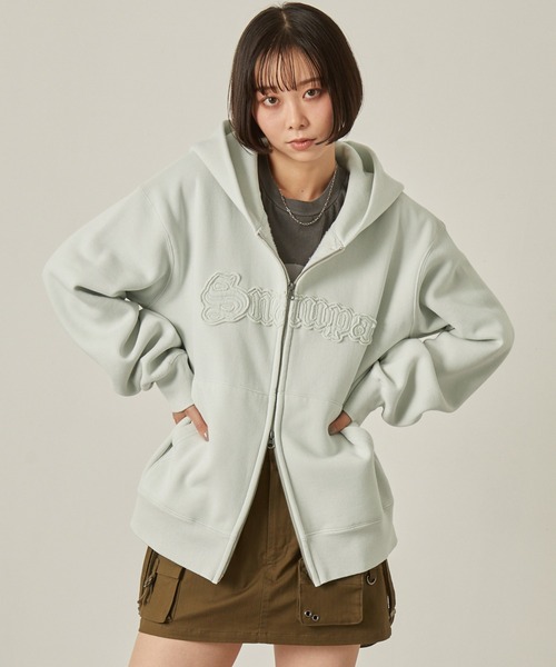 Snap club（スナップクラブ）の「【Snap club】ヴィンテージ加工 ダメージパッチロゴ ダブルジップパーカー（パーカー・レディース・ブラウン/レッド/ブラック/ライトベージュ/サックスブルー/ライトグレー/ネイビー・M/L）」の21枚目の写真
