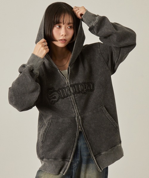 セール】【Snap club】ヴィンテージ加工 ダメージパッチロゴ ダブル
