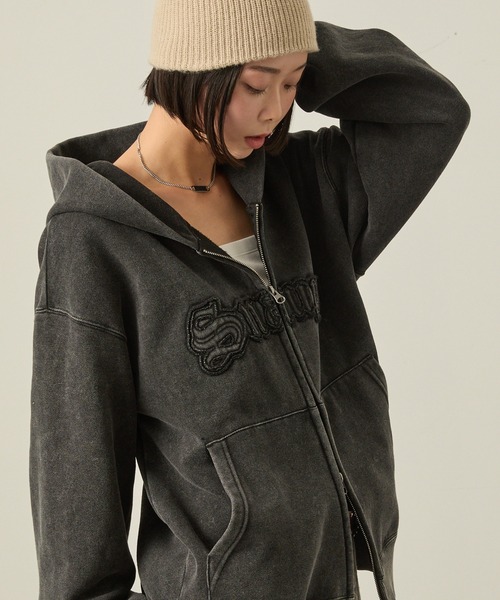 6/7⑩-2◆ぽめ◆GパーカーBS×2、番人×2 セール】【Snap club】ヴィンテージ加工 ダメージパッチロゴ ダブル