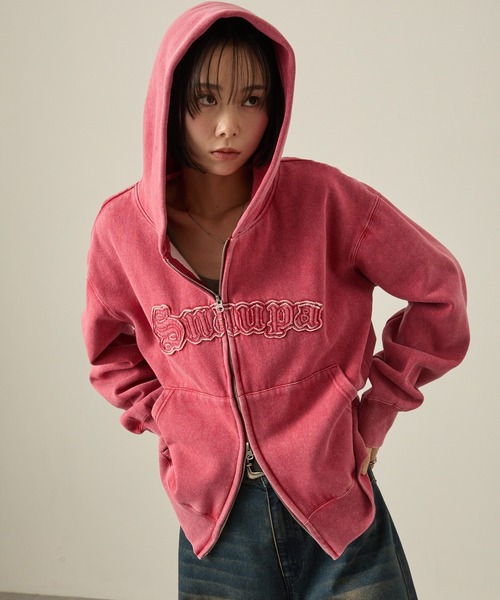 セール】【Snap club】ヴィンテージ加工 ダメージパッチロゴ ダブル