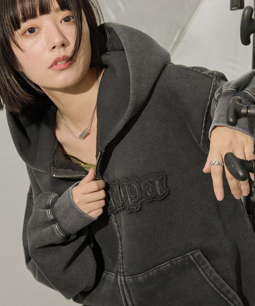 Snap club】ヴィンテージ加工 ダメージパッチロゴ ダブルジップ