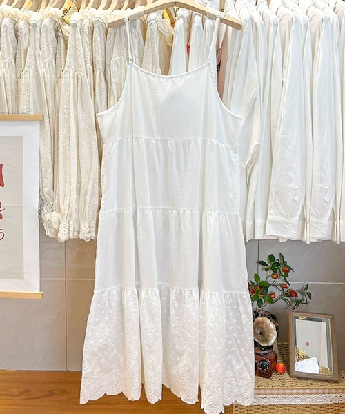 aimoha（アイモハ）の「レースティアードコットンキャミワンピース（ワンピース・レディース・ライトベージュ/ホワイト・FREE）」の11枚目の写真