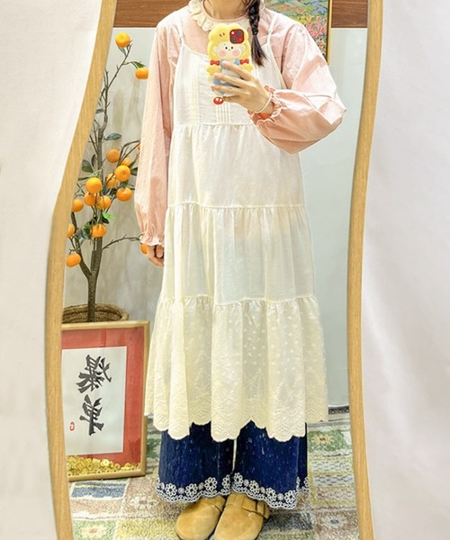 aimoha（アイモハ）の「レースティアードコットンキャミワンピース（ワンピース・レディース・ライトベージュ/ホワイト・FREE）」の8枚目の写真