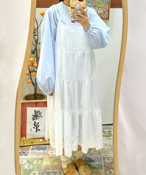 aimoha（アイモハ）の「レースティアードコットンキャミワンピース（ワンピース・レディース・ライトベージュ/ホワイト・FREE）」の9枚目の写真