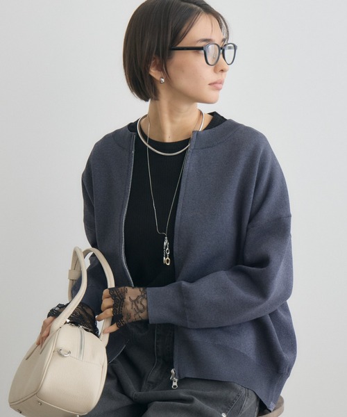 KATHARINE ROSS（キャサリンロス）の「【Pillini/ピリーニ】スウェットライクWZIPカーディガン（カーディガン/ボレロ・レディース・オフホワイト/オレンジ/ライトグレー/レッド/ネイビー・MEDIUM）」の3枚目の写真