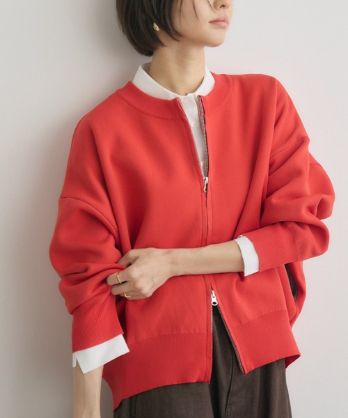 KATHARINE ROSS（キャサリンロス）の「【Pillini/ピリーニ】スウェットライクWZIPカーディガン（カーディガン/ボレロ・レディース・オフホワイト/オレンジ/ライトグレー/レッド/ネイビー・MEDIUM）」の4枚目の写真