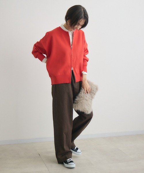 KATHARINE ROSS（キャサリンロス）の「【Pillini/ピリーニ】スウェットライクWZIPカーディガン（カーディガン/ボレロ・レディース・オフホワイト/オレンジ/ライトグレー/レッド/ネイビー・MEDIUM）」の11枚目の写真