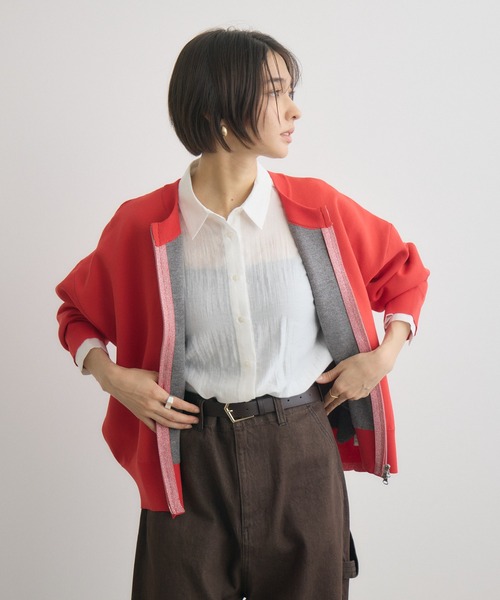 KATHARINE ROSS（キャサリンロス）の「【Pillini/ピリーニ】スウェットライクWZIPカーディガン（カーディガン/ボレロ・レディース・オフホワイト/オレンジ/ライトグレー/レッド/ネイビー・MEDIUM）」の17枚目の写真