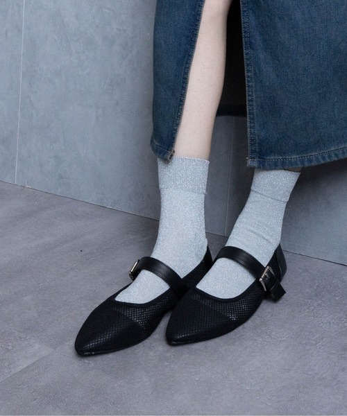 Fabby fabby（ファビィーファビィー）の「メッシュメリージェーンパンプス（パンプス・レディース・ブラック/オフホワイト・LARGE/SMALL/MEDIUM）」の7枚目の写真