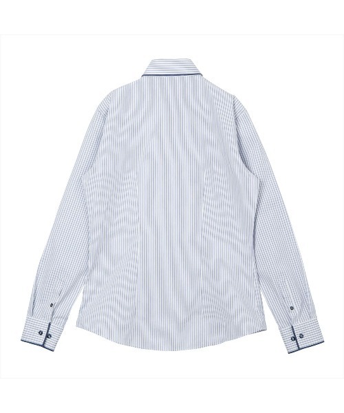 TOKYO SHIRTS(トウキョウシャツ)の「【透け防止】 形態安定ノンアイロン スキッパー 長袖ビジネスワイシャツ(ビジネスシャツ・レディース・ブルー・XS/S/M/L/LL/XL)」の2枚目の写真