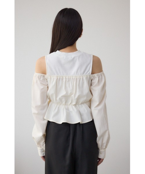 AZUL by moussy(アズールバイマウジー)の「オフショルレイヤードブラウス(Tシャツ/カットソー・レディース・グレー/アイボリー/ブラック・FREE)」の9枚目の写真