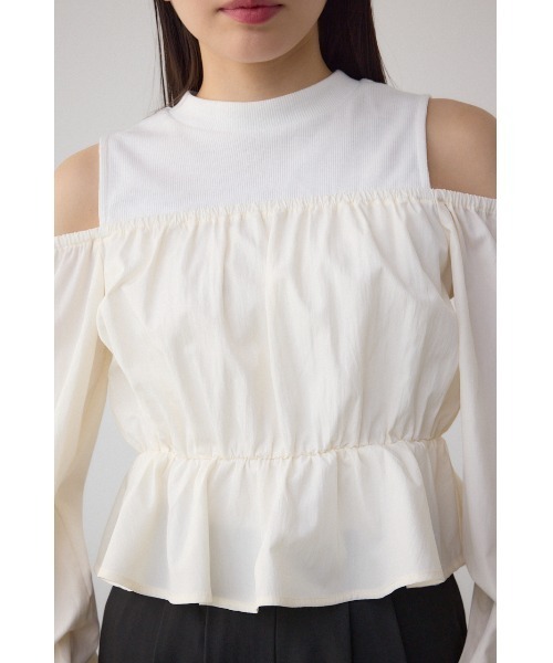 AZUL by moussy(アズールバイマウジー)の「オフショルレイヤードブラウス(Tシャツ/カットソー・レディース・グレー/アイボリー/ブラック・FREE)」の11枚目の写真