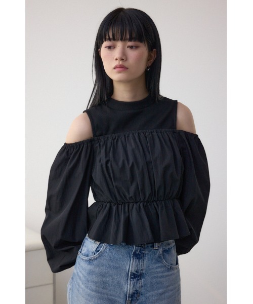 AZUL by moussy(アズールバイマウジー)の「オフショルレイヤードブラウス(Tシャツ/カットソー・レディース・グレー/アイボリー/ブラック・FREE)」の15枚目の写真