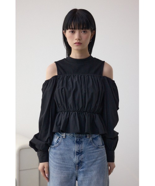 AZUL by moussy(アズールバイマウジー)の「オフショルレイヤードブラウス(Tシャツ/カットソー・レディース・グレー/アイボリー/ブラック・FREE)」の18枚目の写真