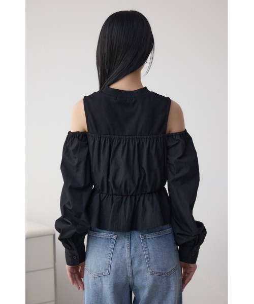 AZUL by moussy(アズールバイマウジー)の「オフショルレイヤードブラウス(Tシャツ/カットソー・レディース・グレー/アイボリー/ブラック・FREE)」の20枚目の写真