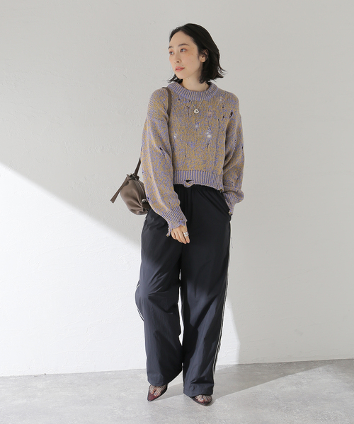 セール】【JANE SMITH/ジェーンスミス】DAMAGE COTTON KNIT CREW