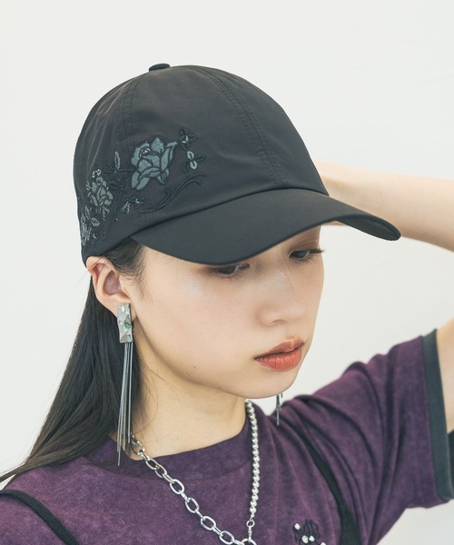 HARE(ハレ)の「フラワーシシュウキャップ(HARE)(キャップ・レディース・ブラック/ブラック系その他・FREE)」の6枚目の写真