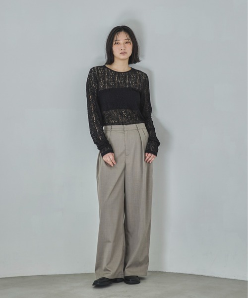 feepur（フェピュール）の「レースシアートップス（Tシャツ/カットソー・レディース・アイボリー/ブラック・MEDIUM）」の3枚目の写真