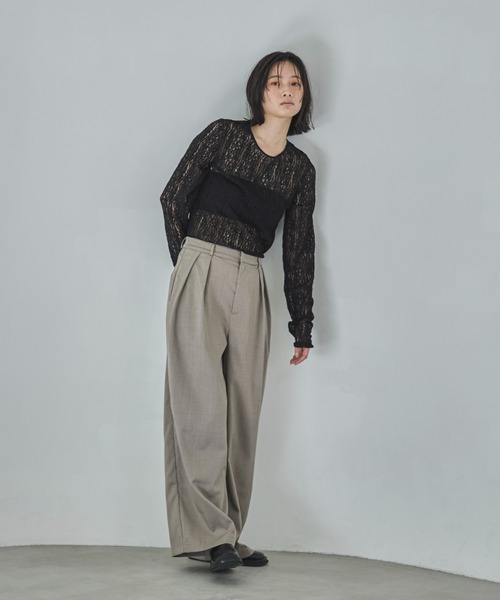 feepur（フェピュール）の「レースシアートップス（Tシャツ/カットソー・レディース・アイボリー/ブラック・MEDIUM）」の5枚目の写真