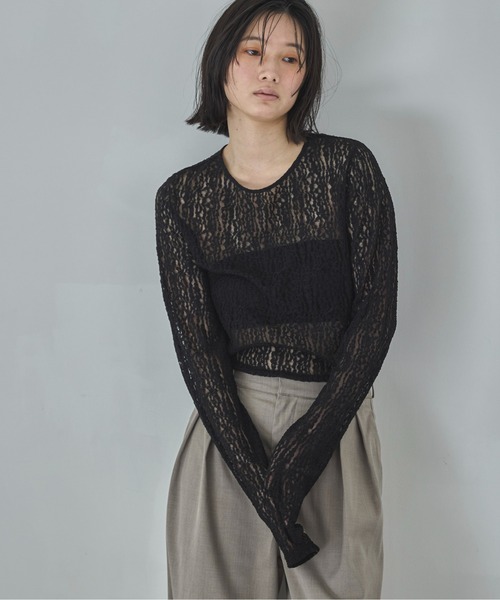 feepur（フェピュール）の「レースシアートップス（Tシャツ/カットソー・レディース・アイボリー/ブラック・MEDIUM）」の8枚目の写真