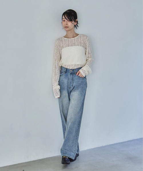 feepur（フェピュール）の「レースシアートップス（Tシャツ/カットソー・レディース・アイボリー/ブラック・MEDIUM）」の10枚目の写真