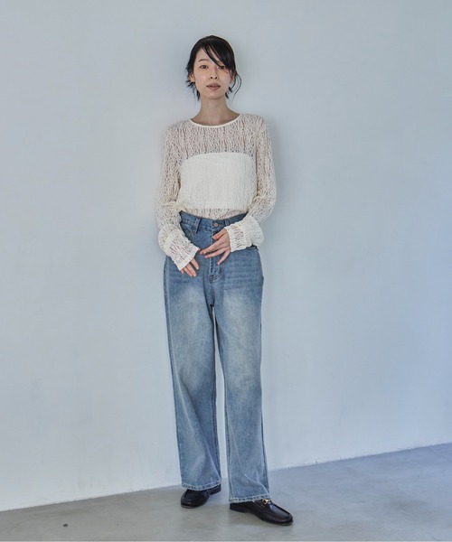 feepur（フェピュール）の「レースシアートップス（Tシャツ/カットソー・レディース・アイボリー/ブラック・MEDIUM）」の12枚目の写真