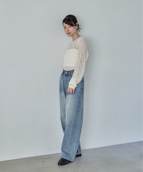 feepur（フェピュール）の「レースシアートップス（Tシャツ/カットソー・レディース・アイボリー/ブラック・MEDIUM）」の11枚目の写真