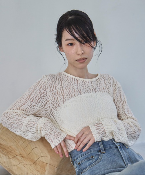 feepur（フェピュール）の「レースシアートップス（Tシャツ/カットソー・レディース・アイボリー/ブラック・MEDIUM）」の15枚目の写真