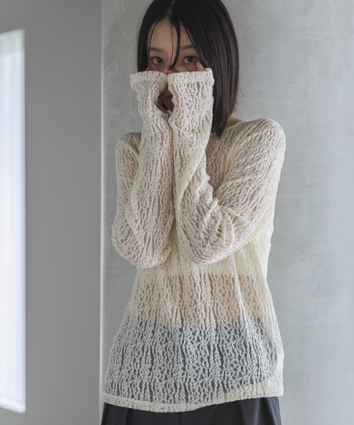 feepur（フェピュール）の「レースシアートップス（Tシャツ/カットソー・レディース・アイボリー/ブラック・MEDIUM）」の18枚目の写真