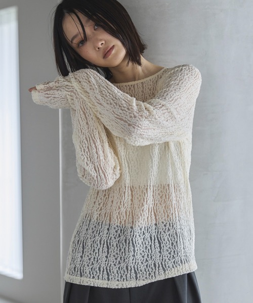 feepur（フェピュール）の「レースシアートップス（Tシャツ/カットソー・レディース・アイボリー/ブラック・MEDIUM）」の20枚目の写真