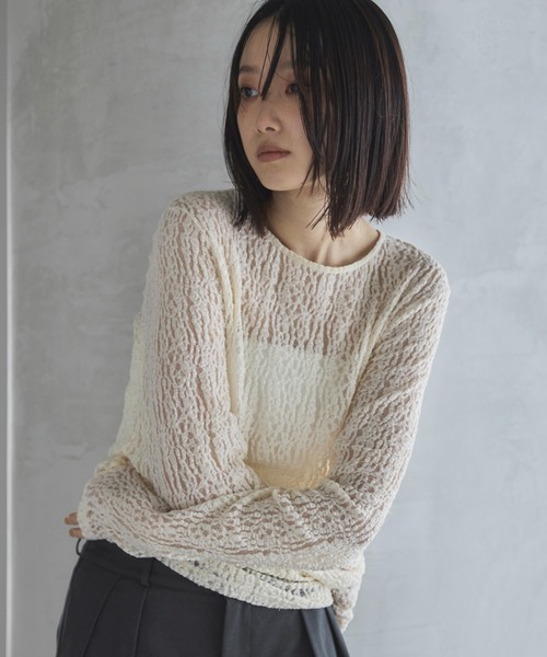 feepur（フェピュール）の「レースシアートップス（Tシャツ/カットソー・レディース・アイボリー/ブラック・MEDIUM）」の19枚目の写真