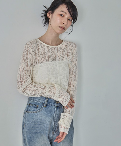 feepur（フェピュール）の「レースシアートップス（Tシャツ/カットソー・レディース・アイボリー/ブラック・MEDIUM）」の22枚目の写真